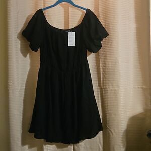 FASHION Syzri puff sleeve mini dress L black